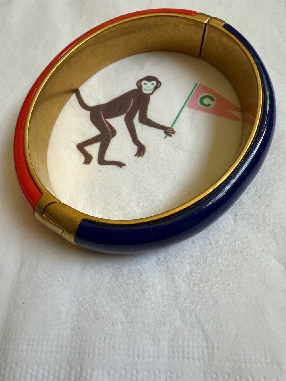 Clare V Red and Navy Enamel Hinged Bangle Bracelet NEW $75